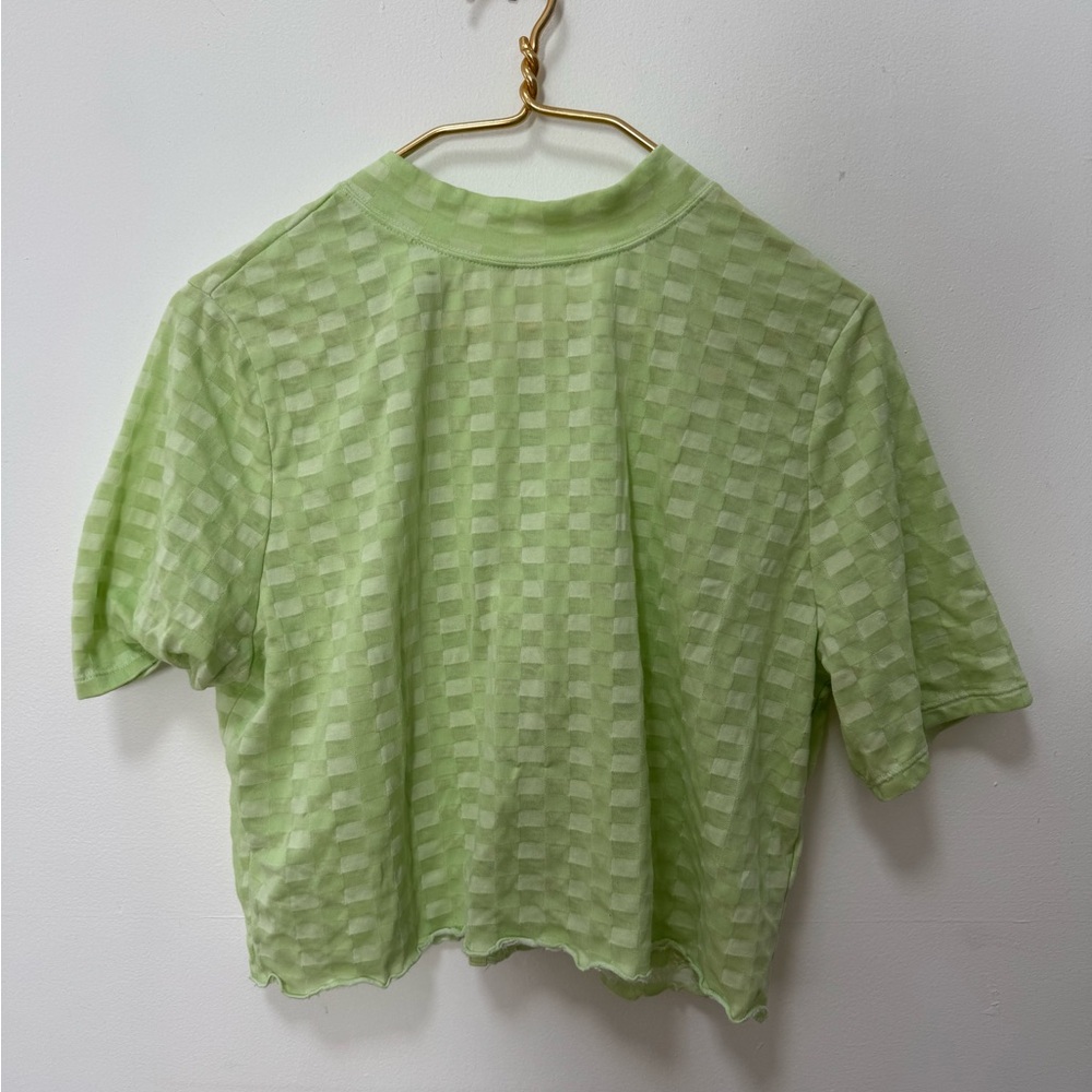 Free people crop checkered green shirt